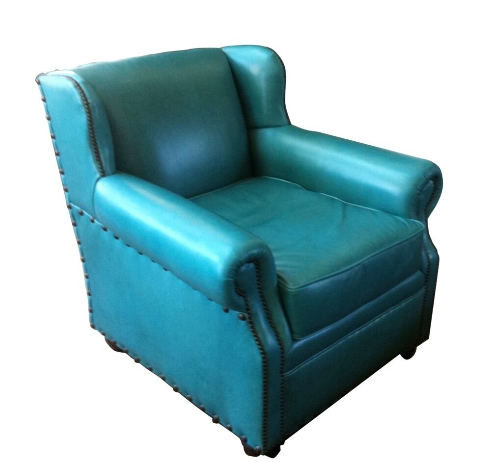 Turquoise leather chair western chair new