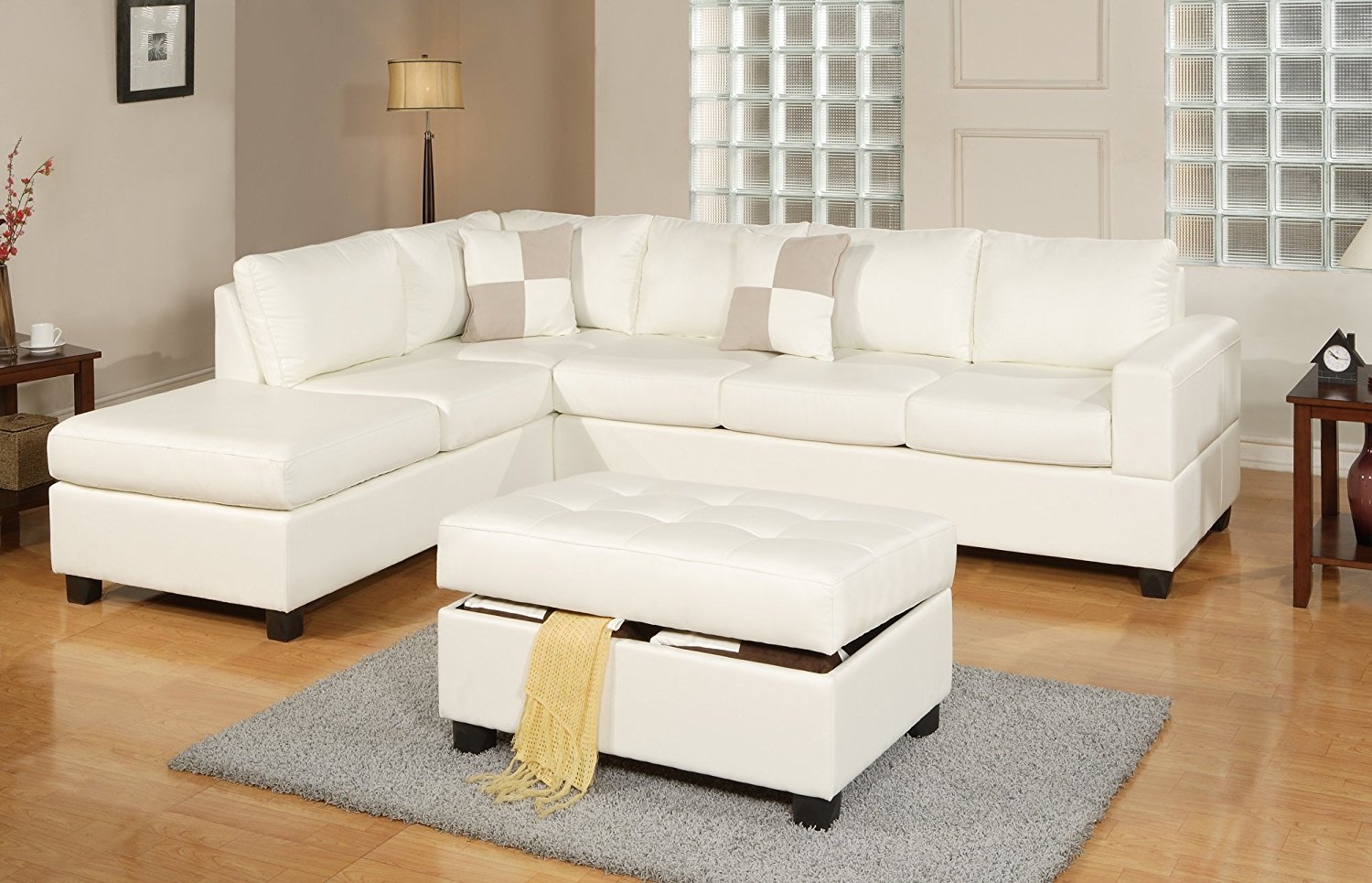 White leather modular lounge