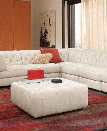 White leather modular sectional 1
