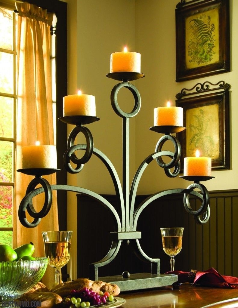 Wrought iron candle holders for fireplace
