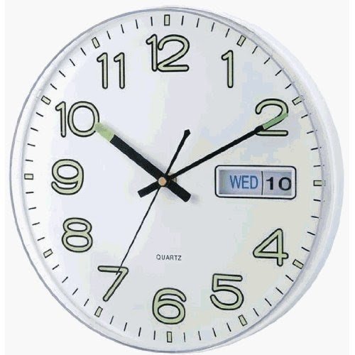 1010w glow in the dark day and date wall clock