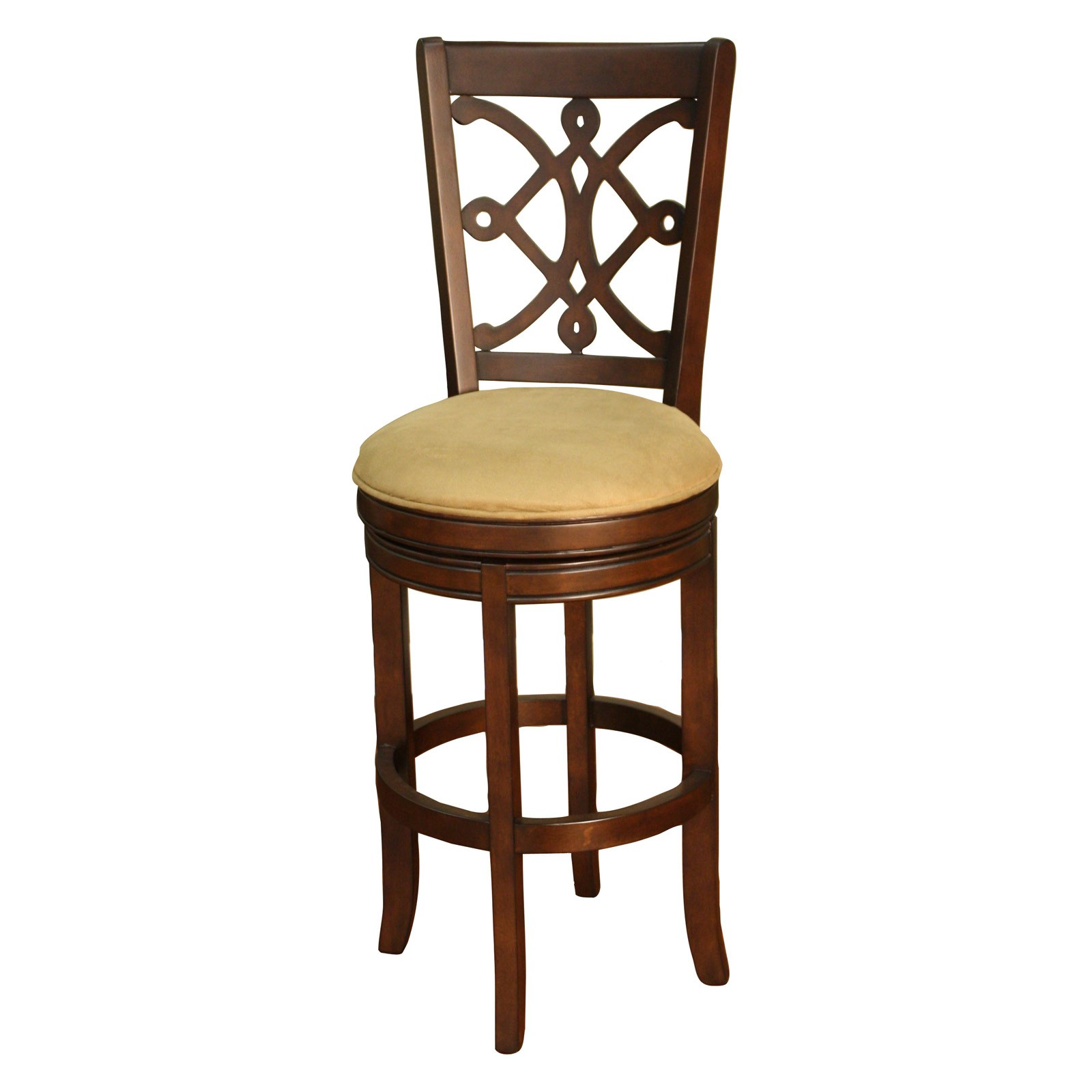 Beautiful swivel bar stool with tuscan style mocha wood finish