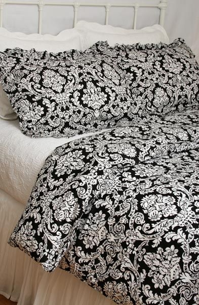 Windham Black and Charcoal Damask Quatrefoil Comforter Bedding by