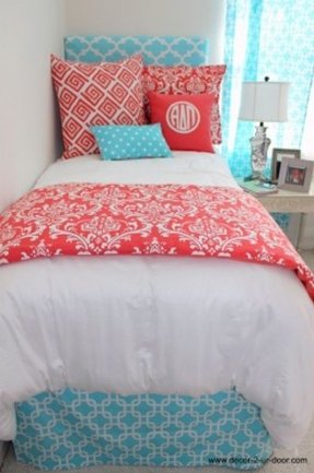 coral and turquoise nursery bedding