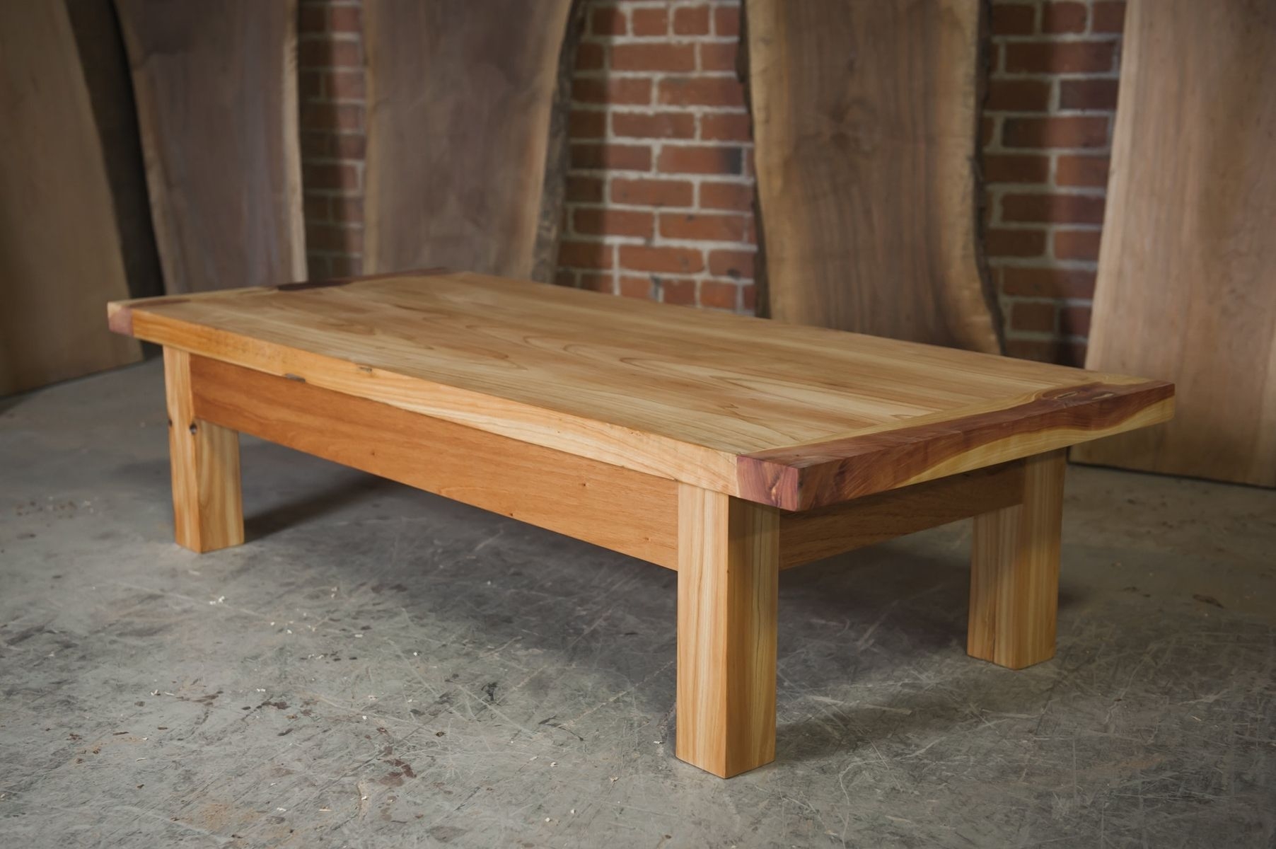 Custom made three cedar outdoor coffee table