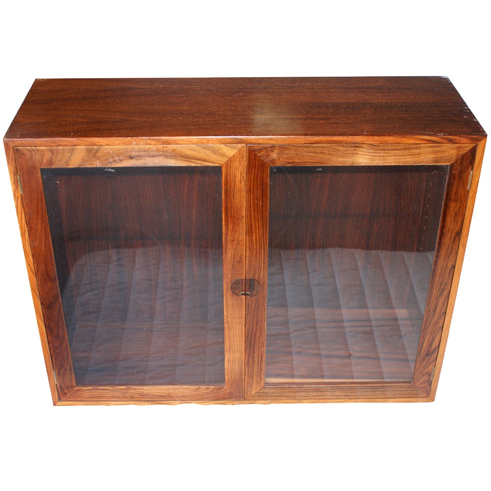 Details about pair of danish rosewood glass wall mounted cabinets