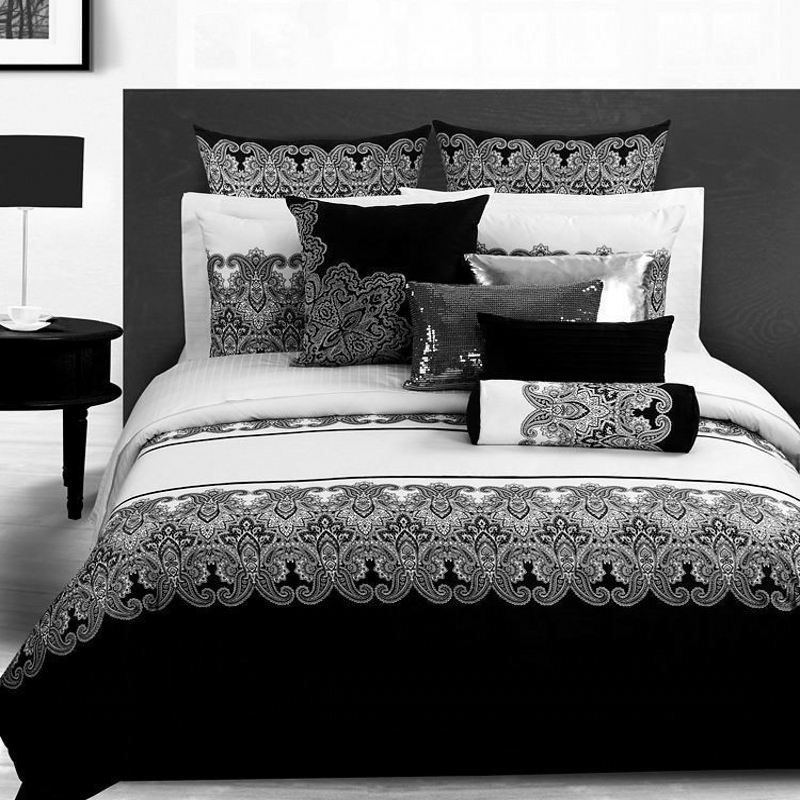 Fadfay classic damask black and white duvet cover bedding set