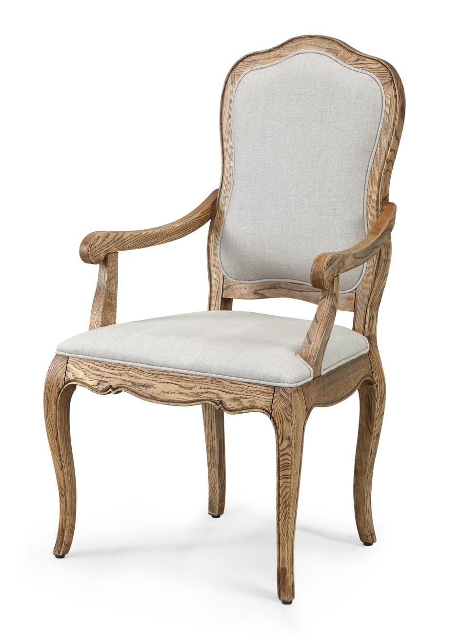 French provincial furniture natural oak dining arm chair