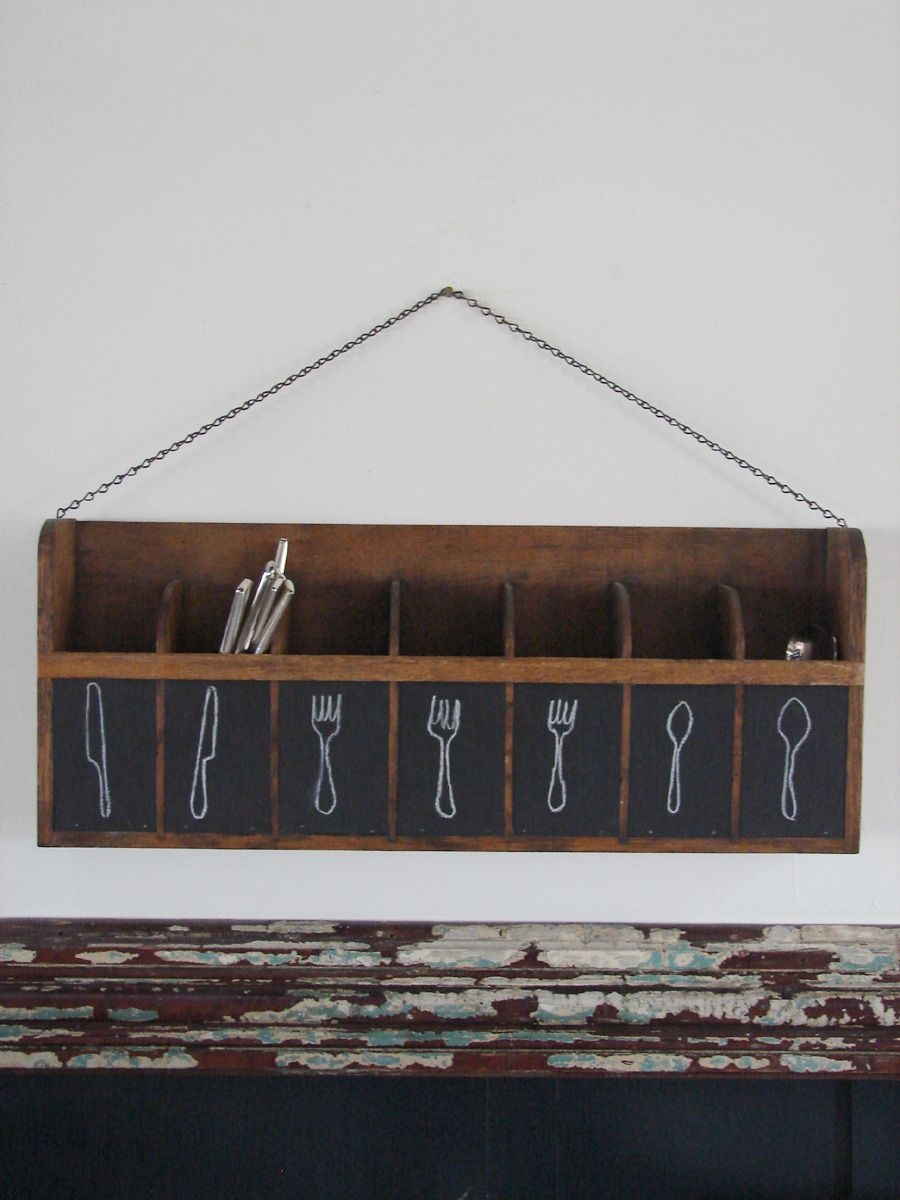 Hanging utensils in kitchen