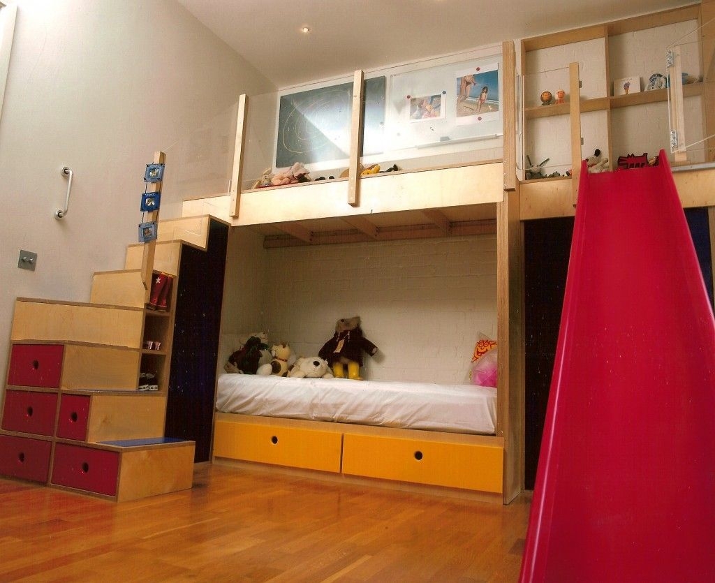 bunk beds with slide and swing