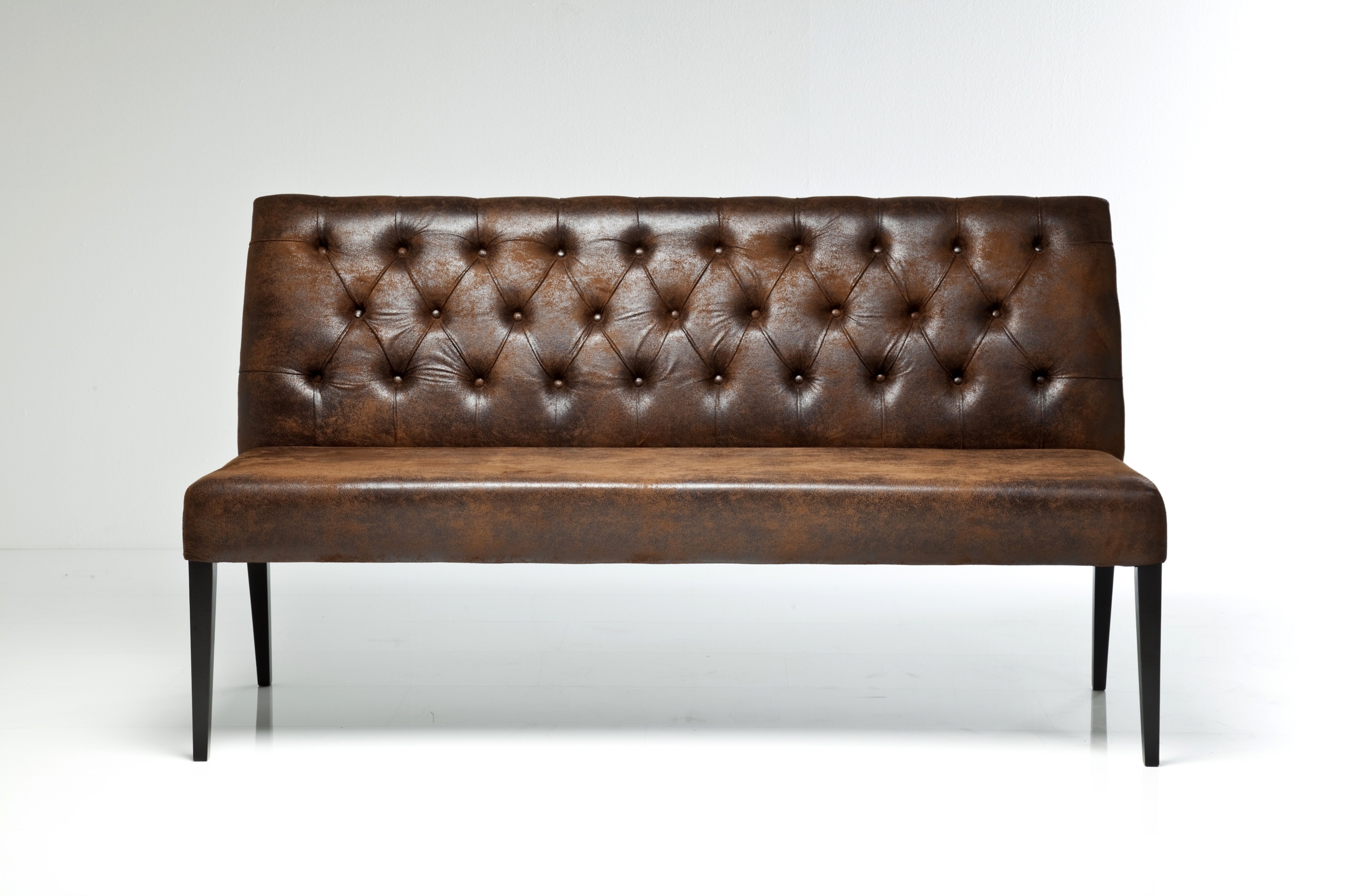 Leather dining bench with back 3