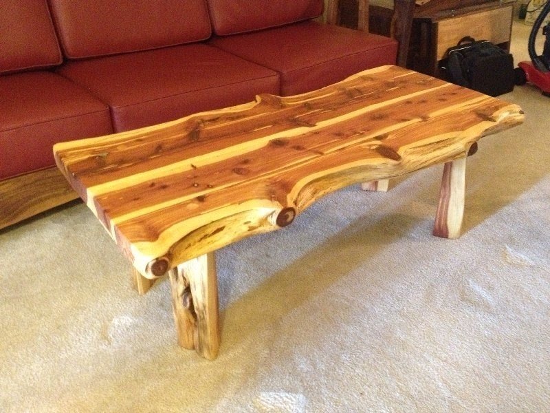 Liveedge red cedar coffee tables are available in any size