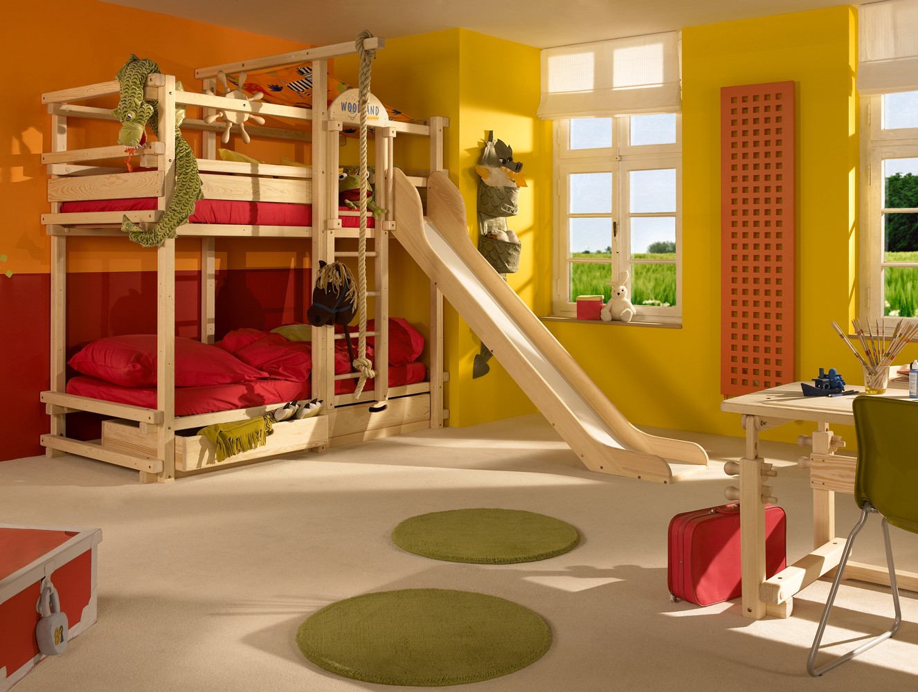 Bunk bed with play deals area on top