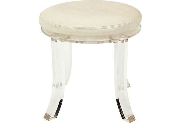 Lucite and leather swivel stool