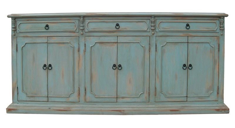 Narrow sideboard distressed pale blue traditional buffets and sideboards