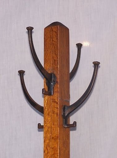 FOWLERS HANDMADE Solid OAK wooden coat rack with Antique finish SOLID BRASS  coat hooks