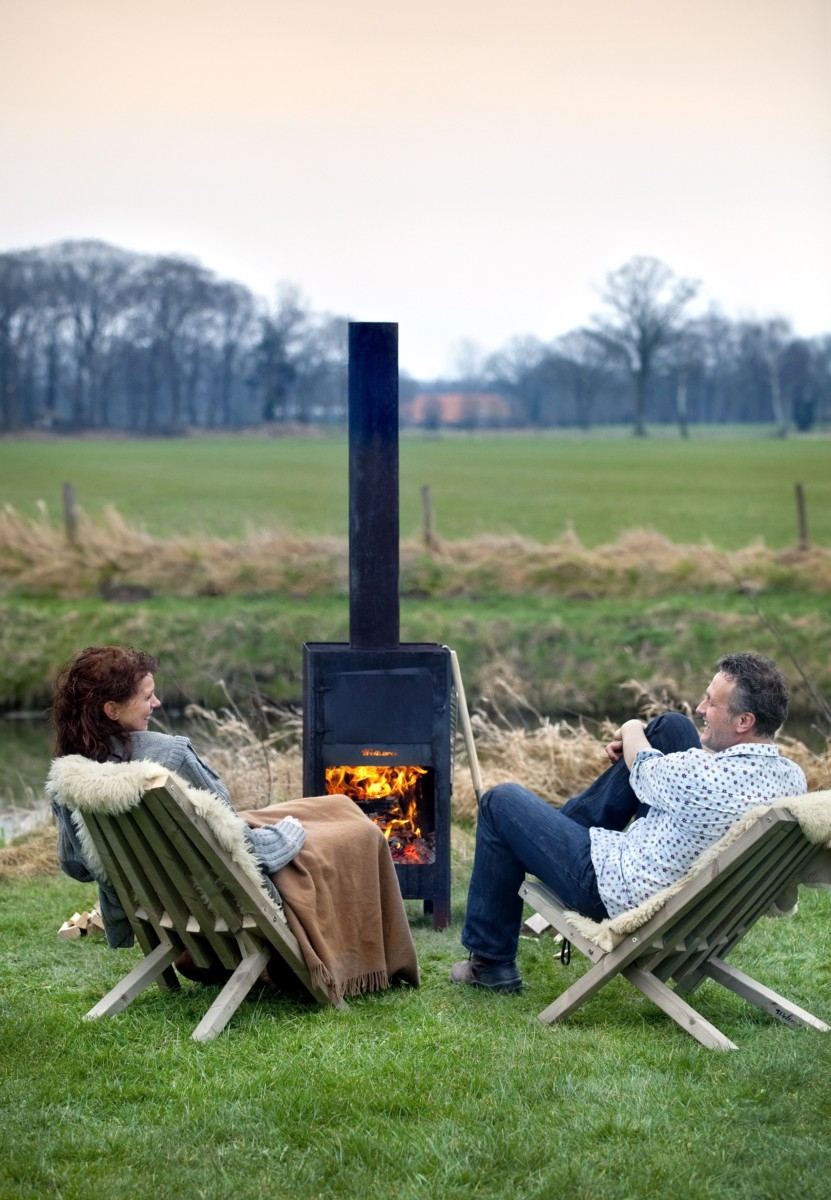 Outdoor wood burning fireplaces