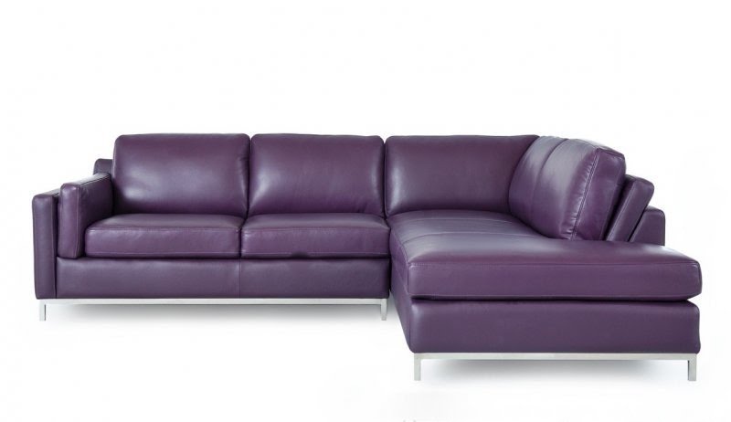 Plum leather sofa