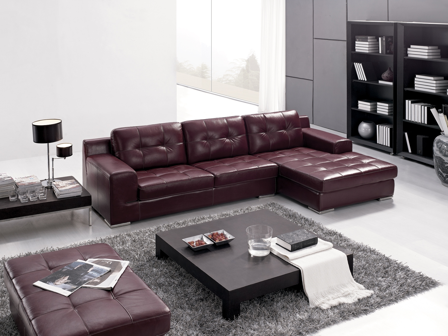 Purple and grey sofa