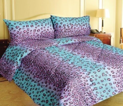 Purple leopard print comforter set