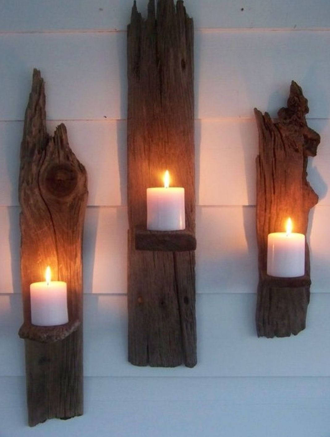 Wooden wall mount candle holders