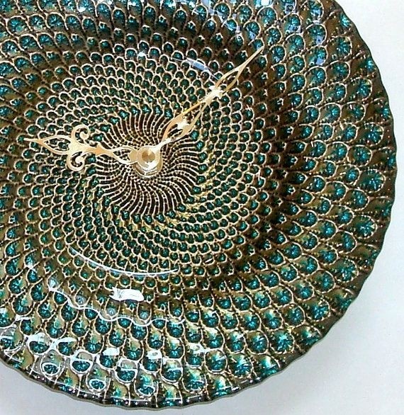 Unique wall clock turquoise green and