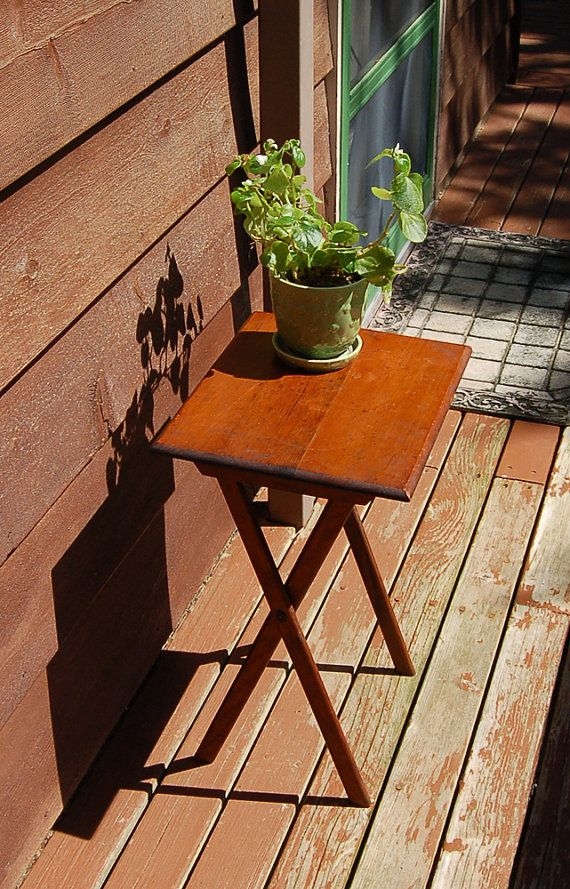 Vintage wooden folding table wood tv tray table