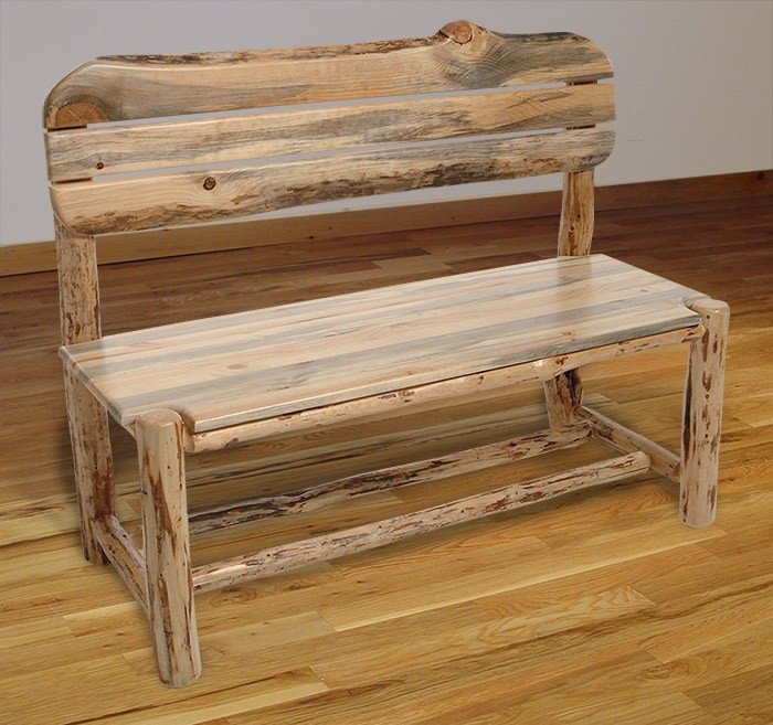 Wood benches with backs
