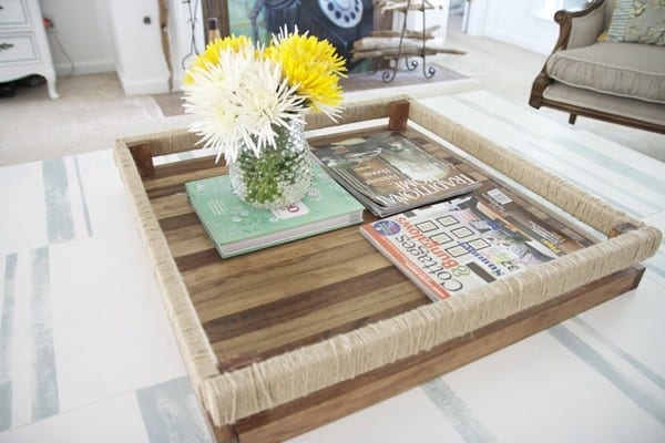Wood tray for ottoman