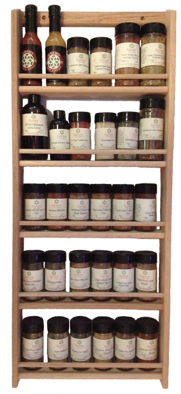 Handmade Rustic Wooden Spice Rack Kitchen Storage (Wall Mountable