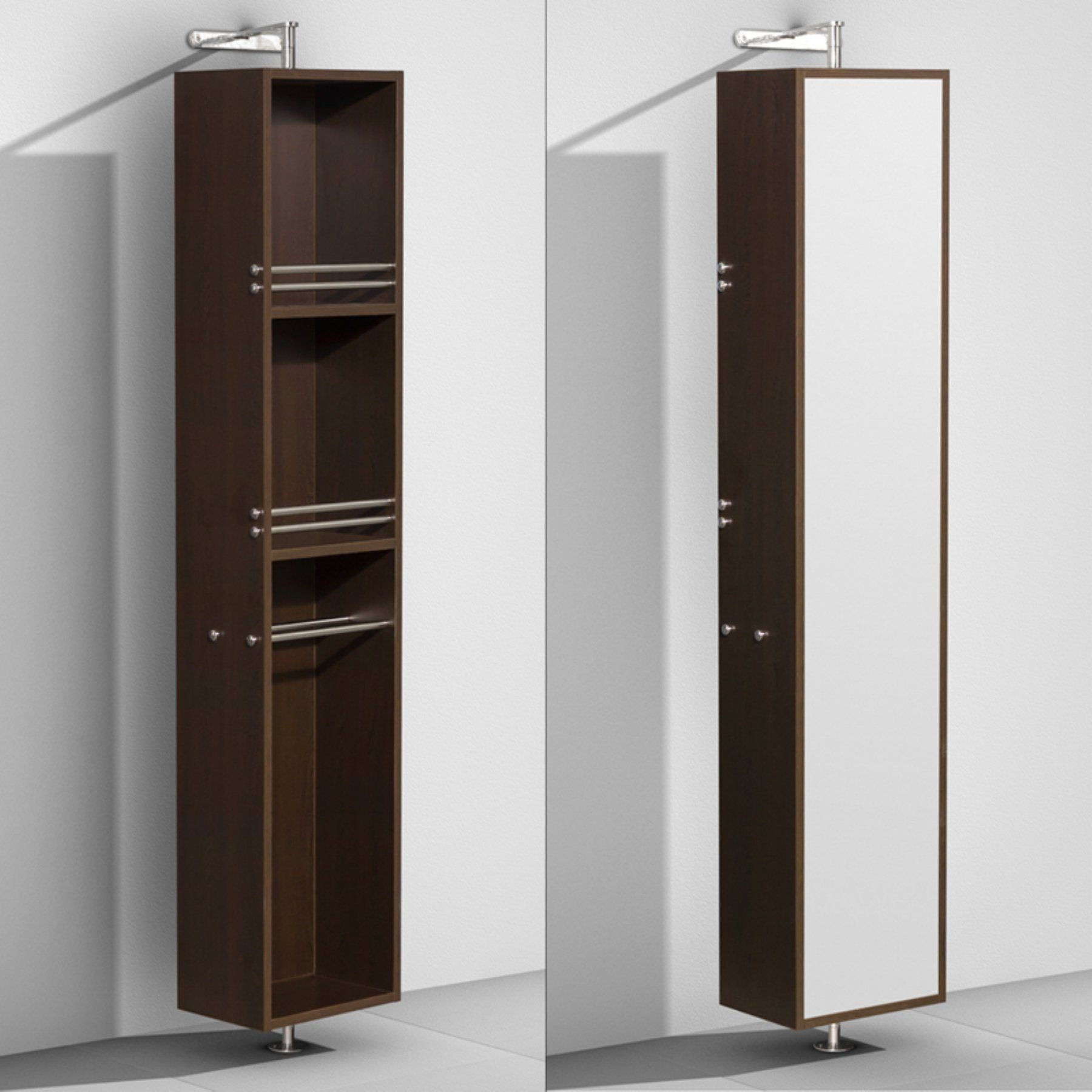 Rotating mirrored linen deals cabinet