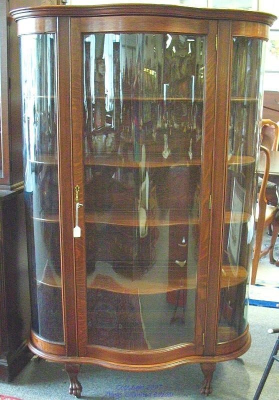 Antique oak curio china display cabinet 1855 1899