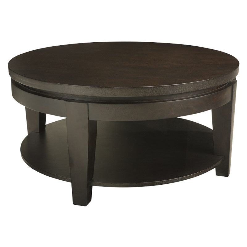 Asia round coffee table with shelf