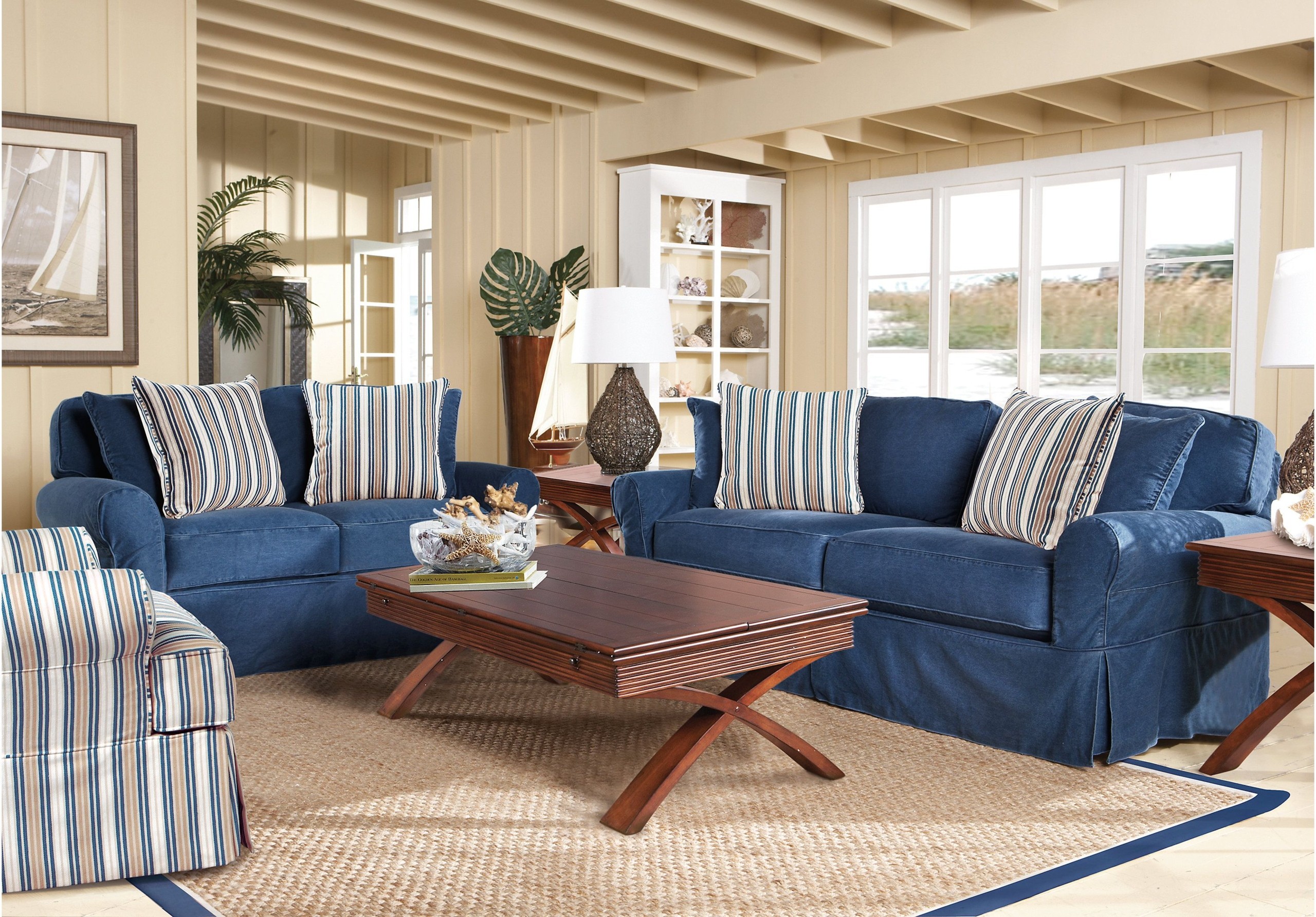 denim chairs living room