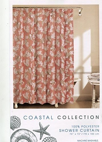 coral and brown shower curtain