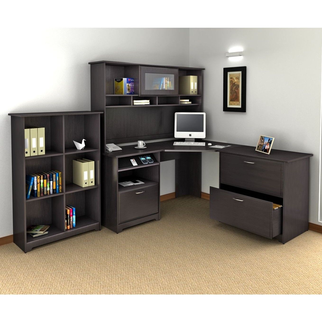 Corner computer desk with hutch for home 1