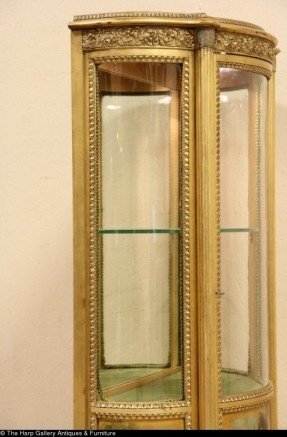 Curved glass gold leaf french vitrine or curio display cabinet