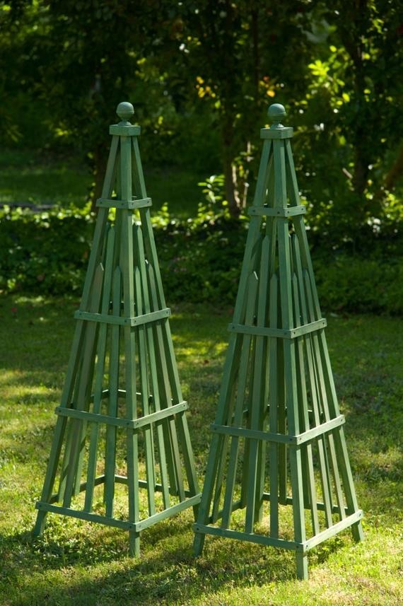 Garden obelisk art sculpture wooden