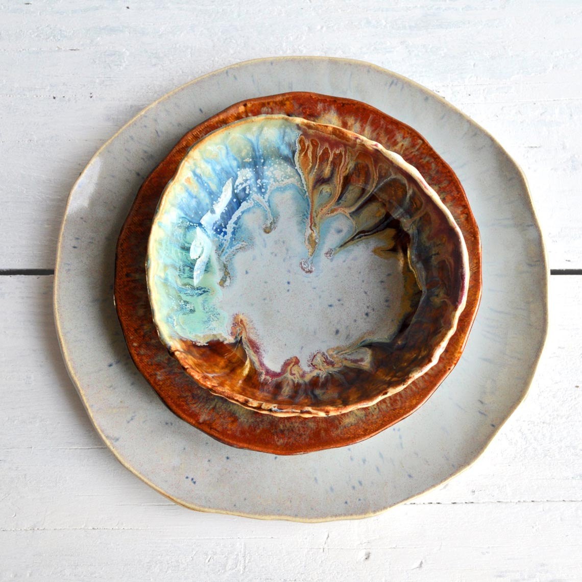 Handmade ceramic plates and bowls
