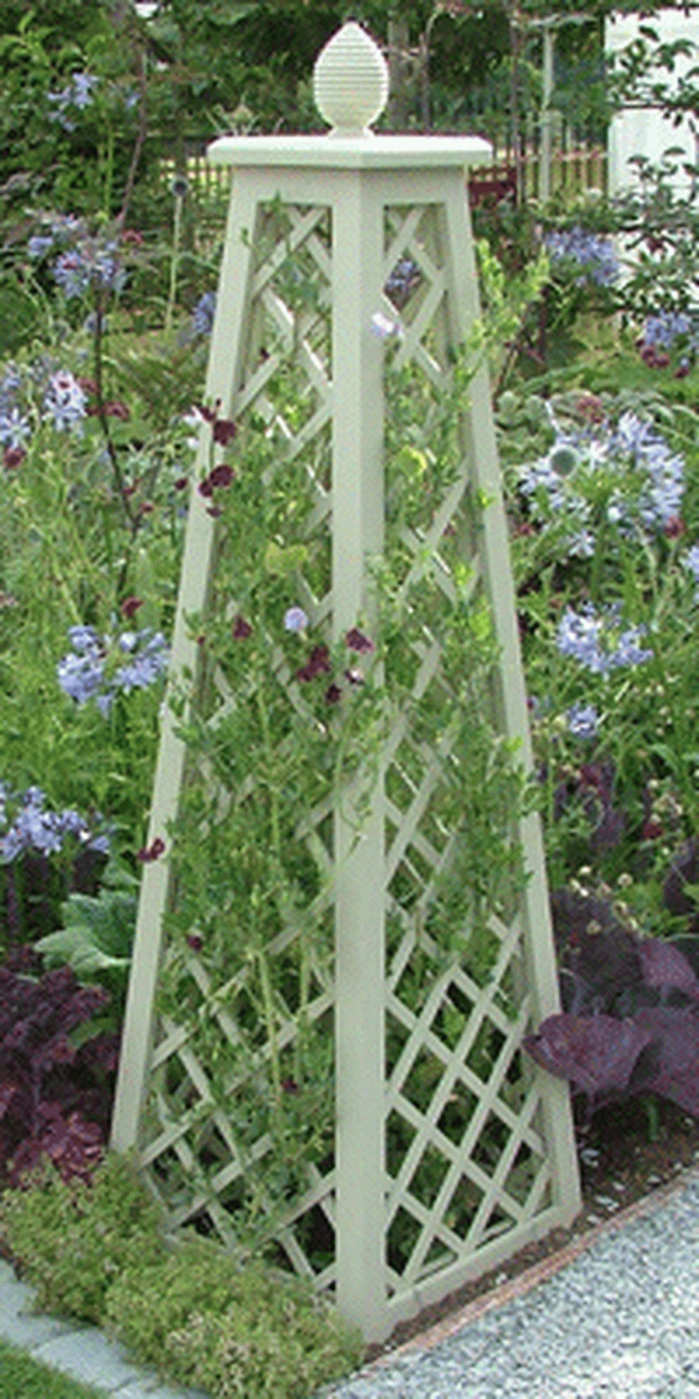 Lattice wooden garden obelisk