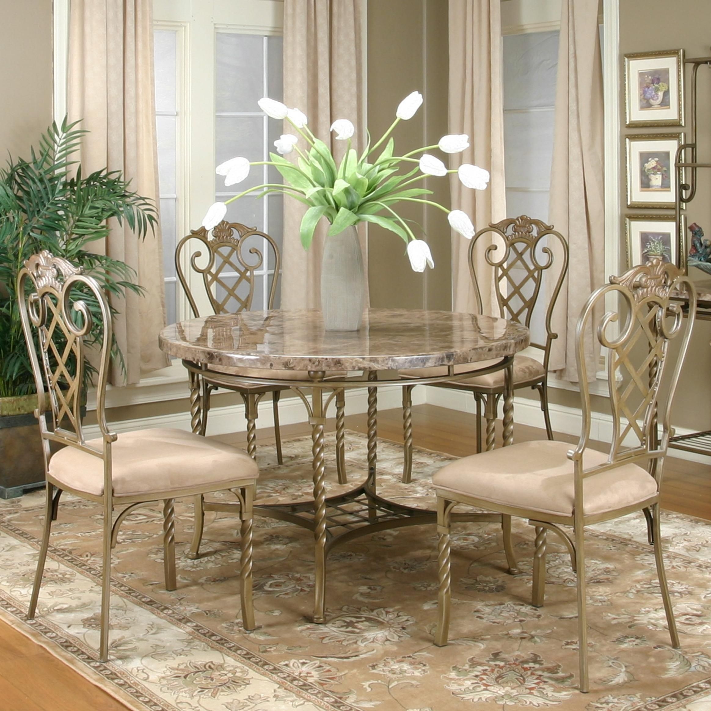 Marble top dining table set 5