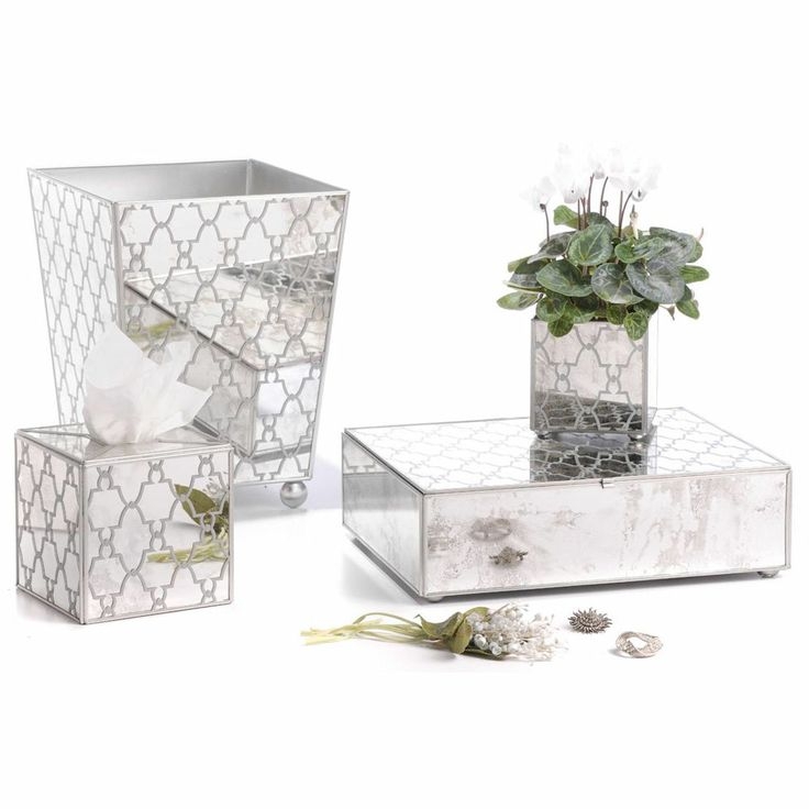 mirrored glass tissue box cover