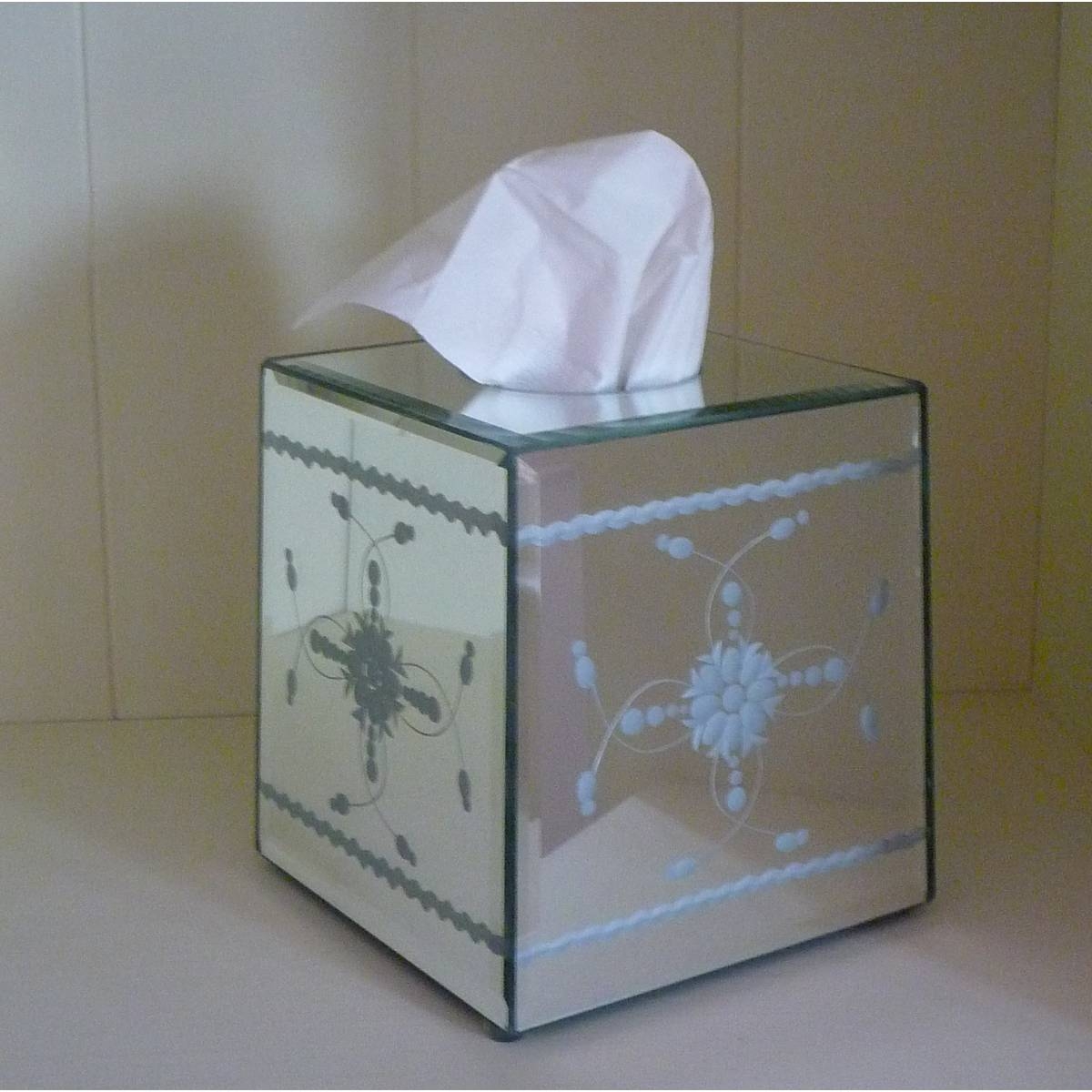 mirrored glass tissue box cover