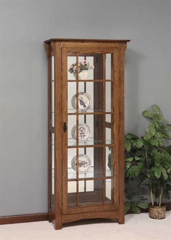 Mission style curio deals cabinet