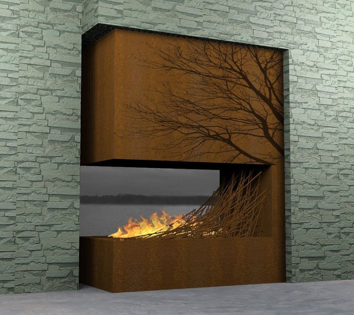 Modern outdoor fireplace designs