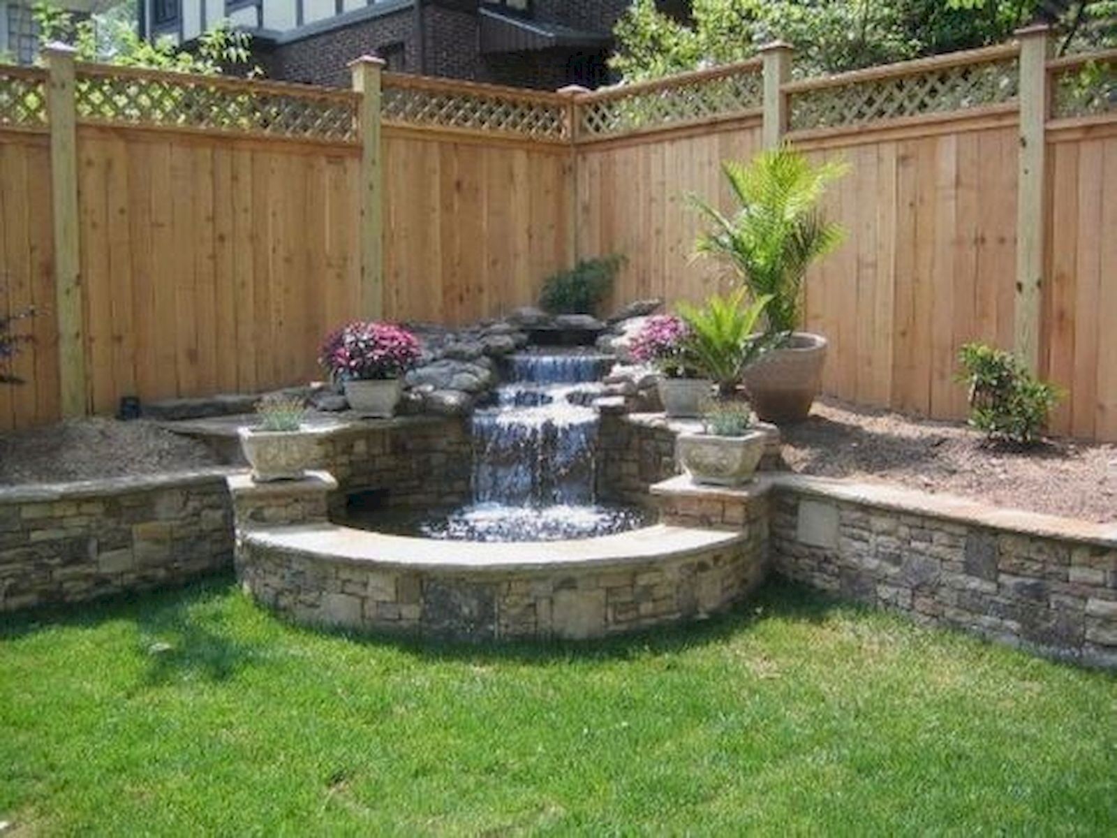 small corner yard waterfall pond ideas