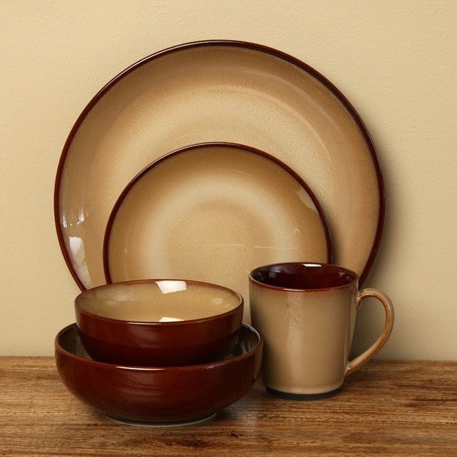 Sango 40 piece nova brown stoneware dinnerware set