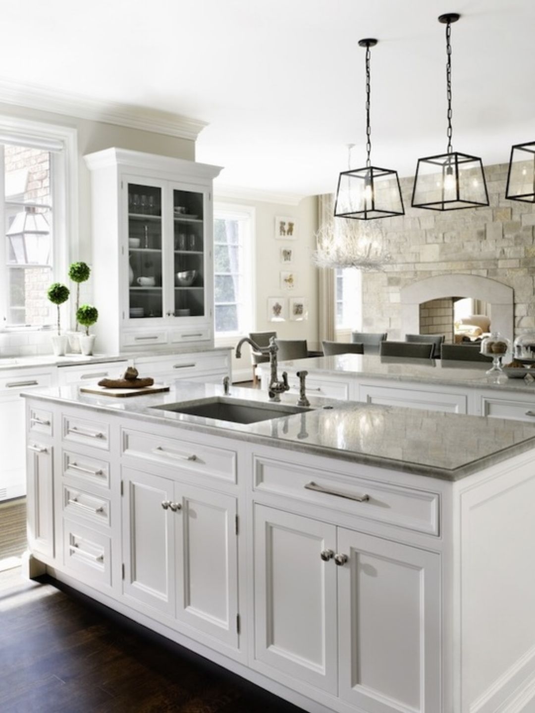 White Kitchen Island With Granite Top 