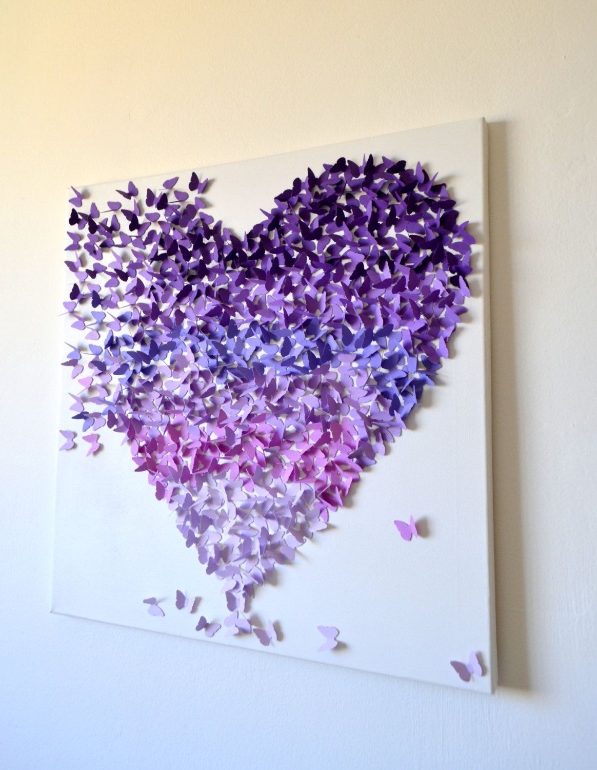 3d purple ombre butterfly heart 3d
