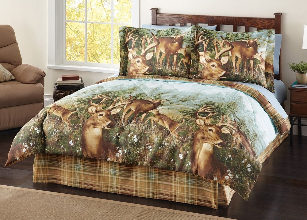 4 Pc Woodland Deer Creek Wildlife Comforter Set Bed In A Bag Lodge Cabin Rustic